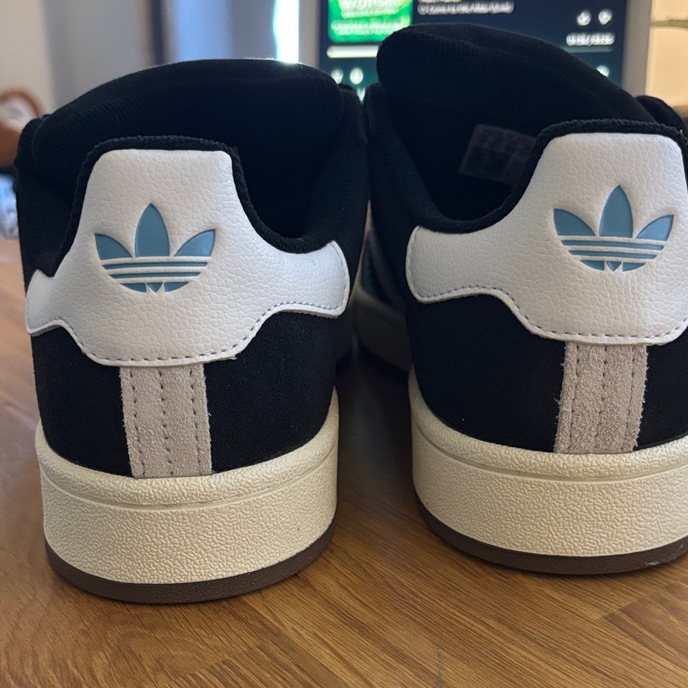 Adidas Campus Black Sneakers with White and Light Blue Stripes - Picture 5 of 7